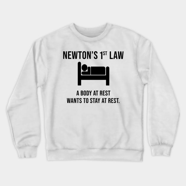 Newton's First Law- Funny Physics Joke Crewneck Sweatshirt by ScienceCorner